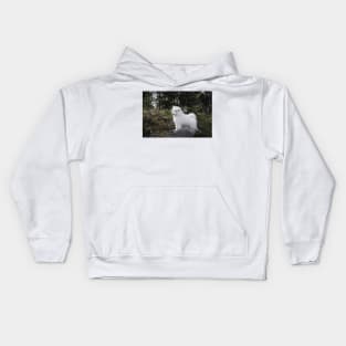 Samoyed dog puppy in the forest Kids Hoodie